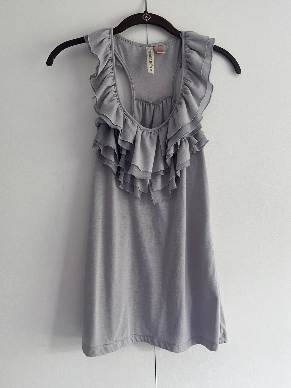 Eyeshadow Light Gray Ruffled Tank Top